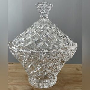 Beautiful Lead Crystal Bowl with Lid-Brussels by Crystal Clear Industries,Poland